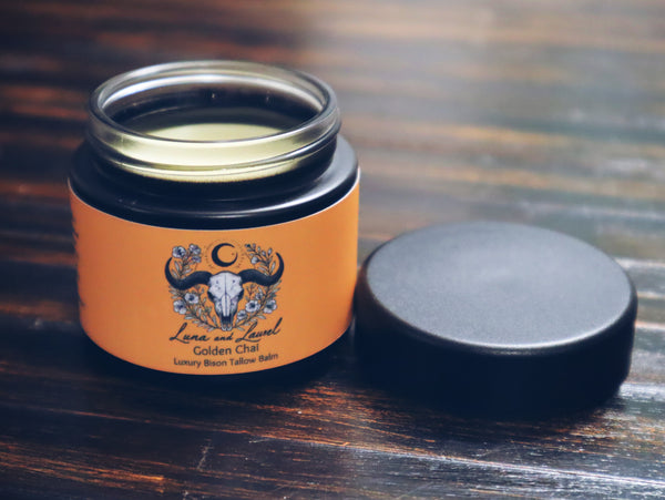 Luna and Laurel luxury bison tallow balm Golden Chai edition 2oz