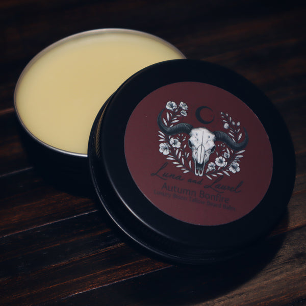 Luna and Laurel luxury bison tallow beard balm Autumn Bonfire edition 2oz